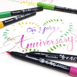 Kuretake Fudebiyori ecsetfilc készlet (CBK-55/12V), 12 színű, közepesen puha hegyű