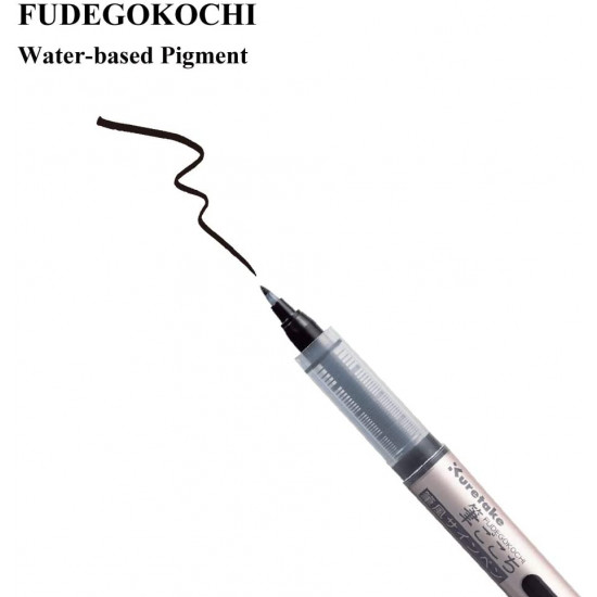 Kuretake Fudegokochi ecsettoll (LS1-10S), kemény hegyű szépíró toll, fekete tinta, közepes vastagság