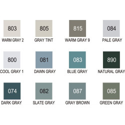 Kuretake ZIG Art & Graphic Twin kétvégű ecsetfilc, 12 színű készlet, szürke színek (TUT-80/12VGR)