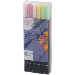 Kuretake ZIG Art & Graphic Twin kétvégű ecsetfilc, 12 színű készlet, halvány színek (TUT-80/12VPA)