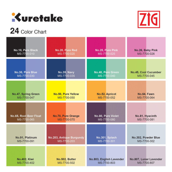 Kuretake ZIG Brushables - kétvégű ecsettoll több színben (MS-7700-No.)