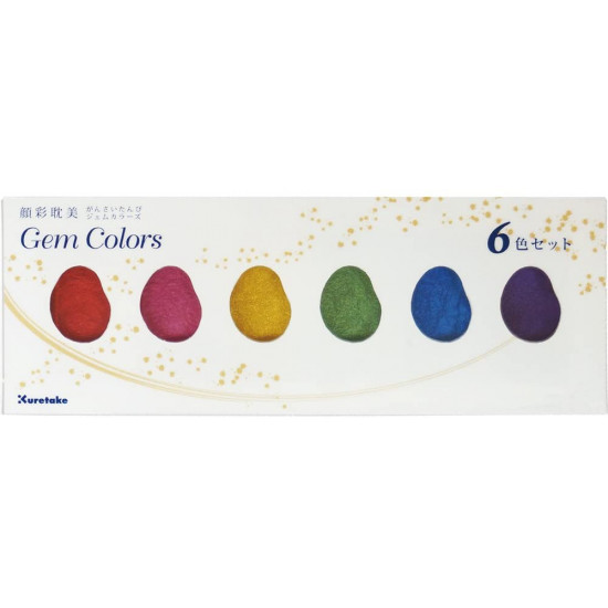 Kuretake Gansai Tambi Gem japán vízfesték, drágakő színek,  6 szín (MC20GC/6V)