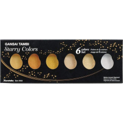 Kuretake Gansai Tambi Gold japán vízfesték, csillámló arany színek,  6 szín (MC20SC/6V) Kuretake Gansai Tambi Gold japán vízfesték, csillámló arany színek,  6 szín (MC20SC/6V)