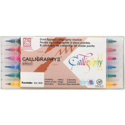 Kuretake ZIG Calligraphy II, kétvégű ecsettoll 6 színű készlet  (MS-3500/6V)